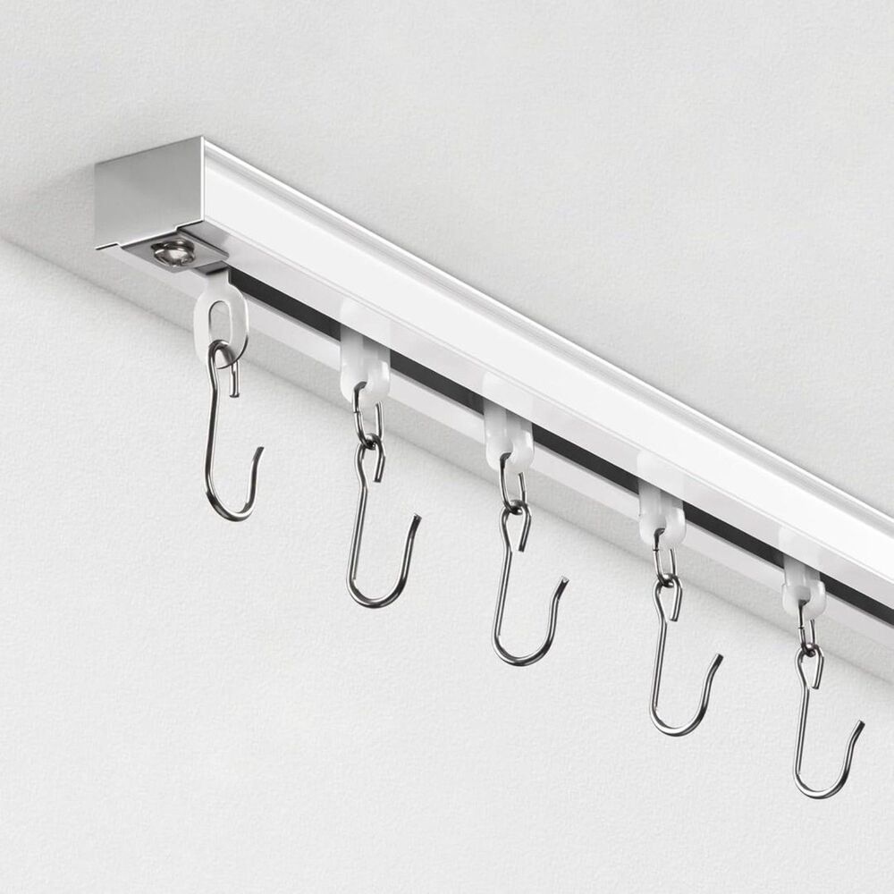 Brand New TEAKMAMA White Ceiling Curtain Track 9′–12′ with Roller Hooks